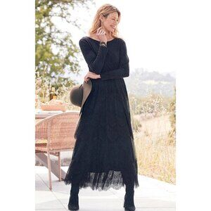 SOFT SURROUNDINGS Frederica Lace Maxi Dress Black SZ L